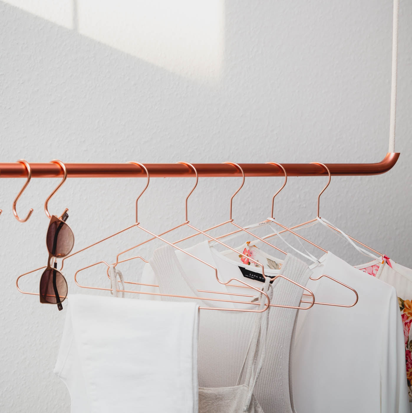 Design clothes rail for ceiling mounting
